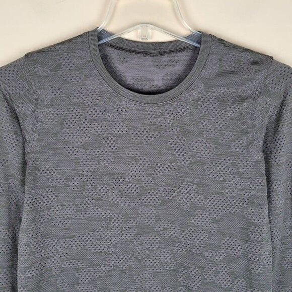 Lululemon Size 4 Swiftly Breathe Long Sleeve Shirt Vented Camo Green Gray - Picture 3 of 9